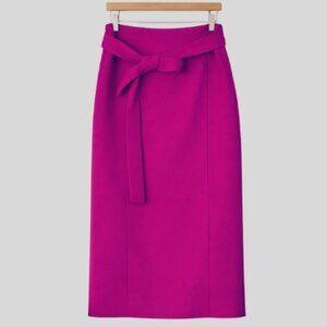 Ann Taylor Fuchsia Midi Tie Belt Faux Wrap Skirt Size 10 NWT